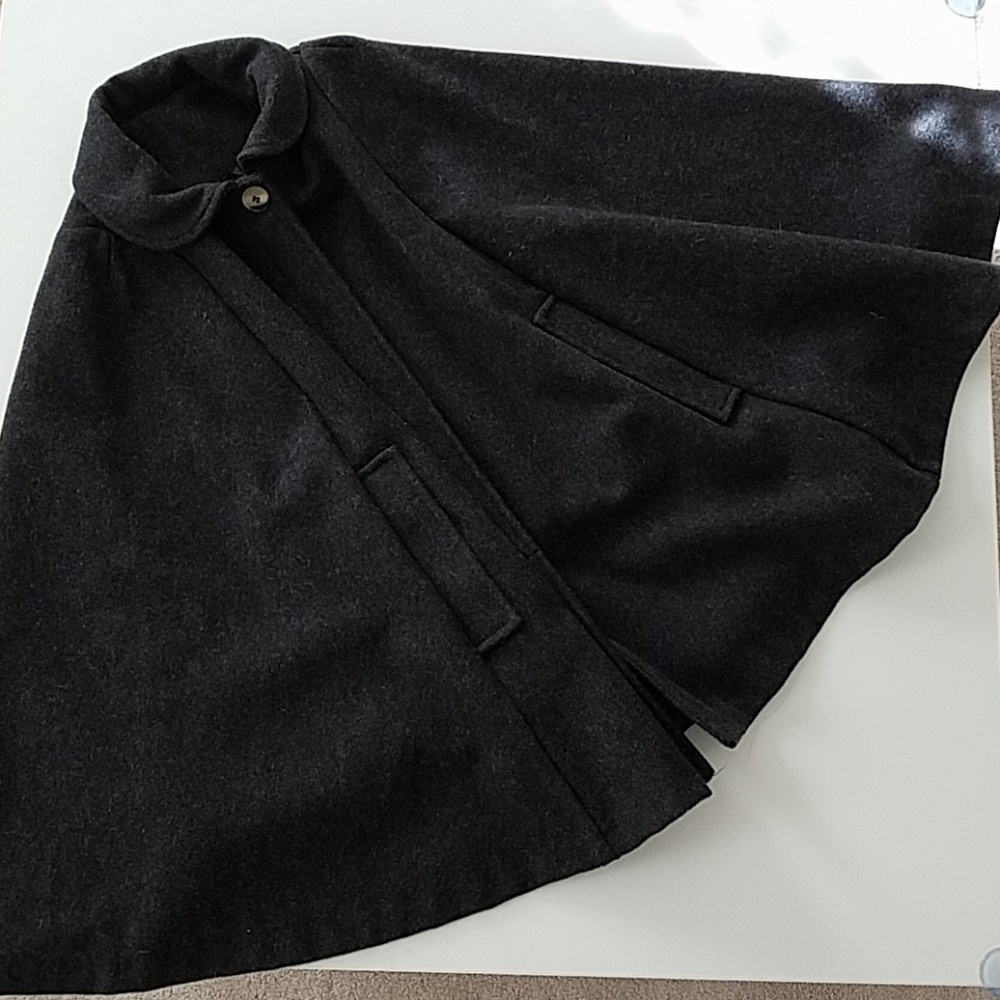 Gray/ Black Wool Blend Winter Cloak